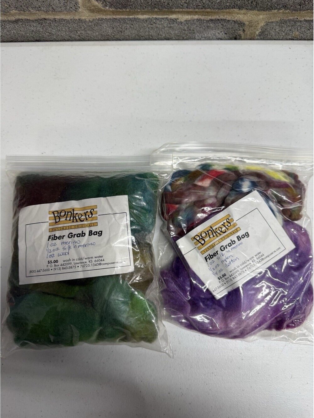 Bonkers Handmade Originals Fiber Grab Bag Mixed Color 2 Skein Lot